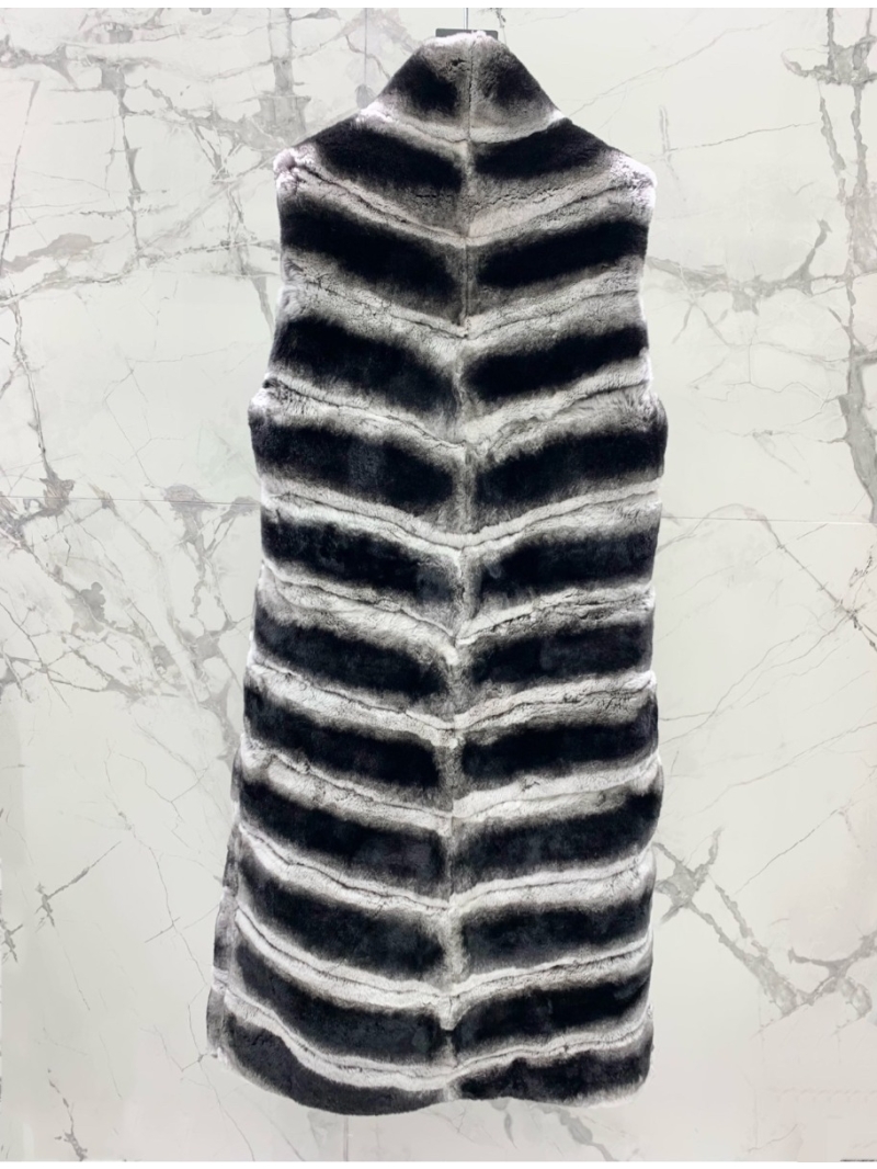 Saint Laurent Vintage Collection Long Chinchilla Grey Rabbit Fur Vest