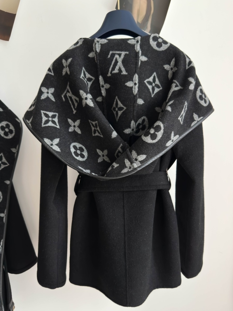 Louis Vuitton LV Classic Monogram Wool Hooded Coat (Short, Reversible) Black 