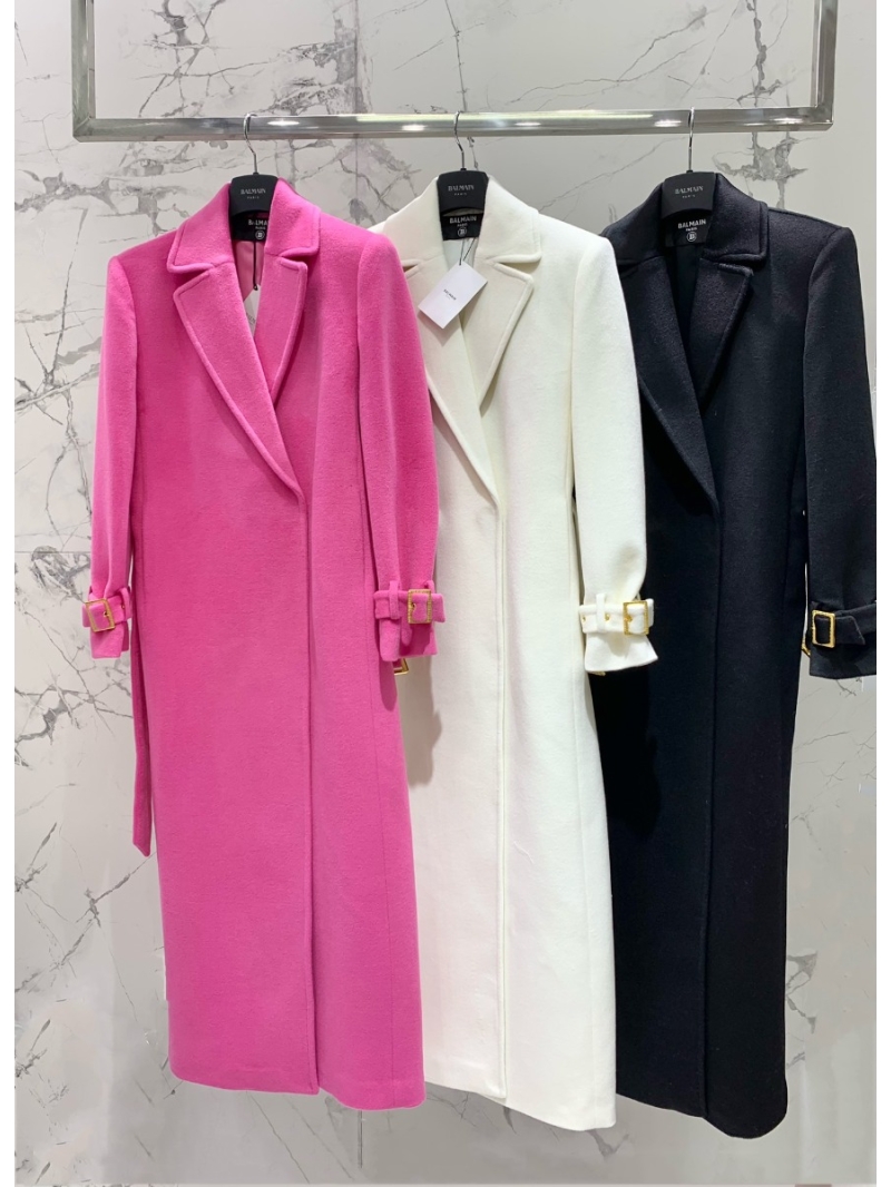 BALMAIN 2023 New Collection Pure Wool Coats Vibrant Pink