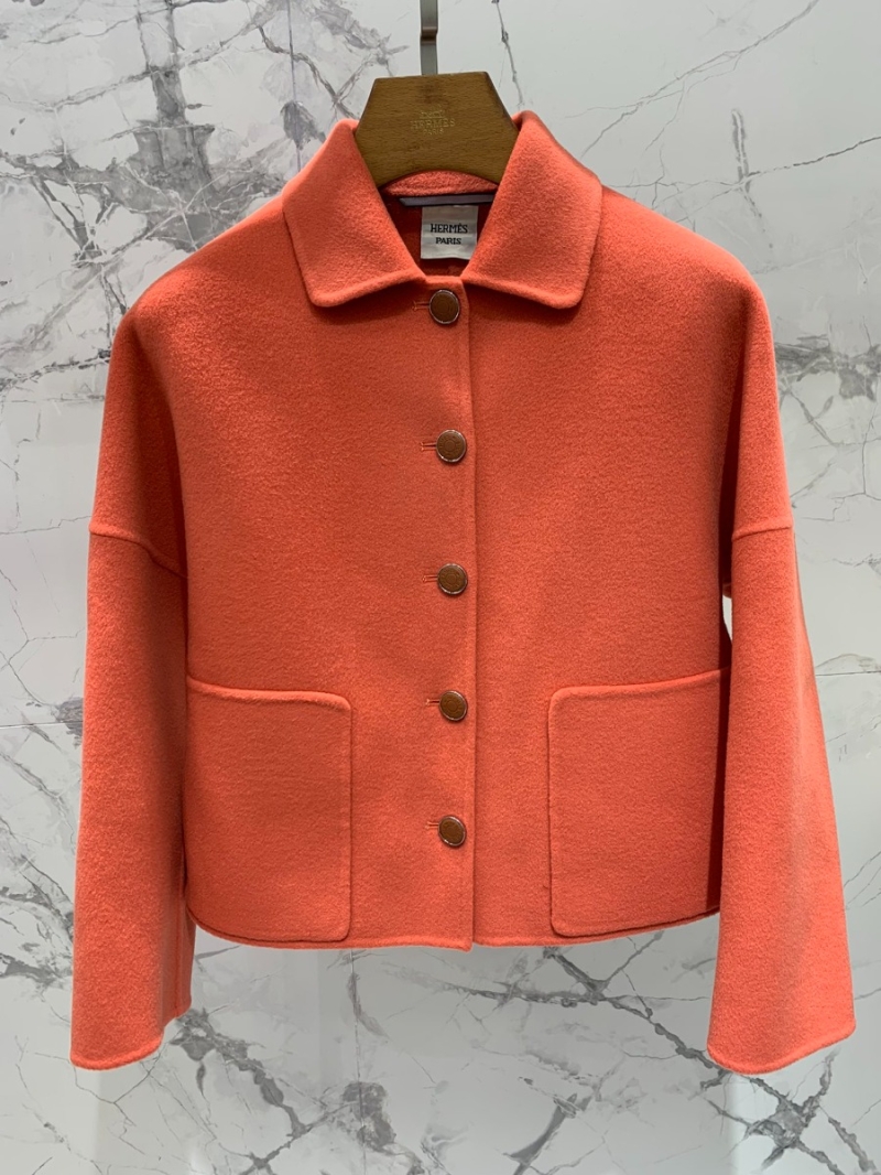 Hermes Highest Grade Cashmere Short Coat. Orange Red