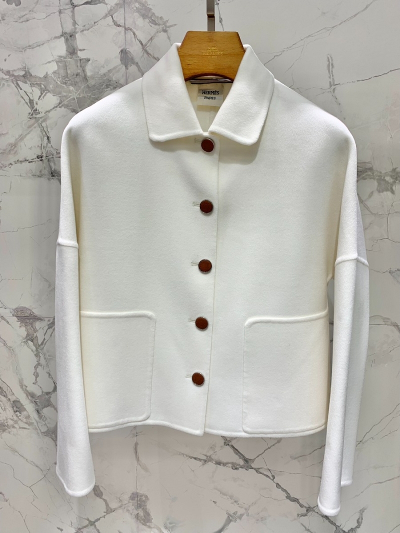 Hermes Highest Grade Cashmere Short Coat. White