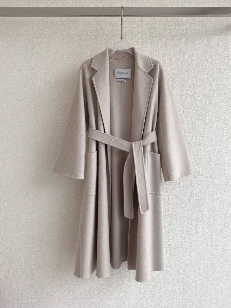 Max Mara Double-Sided Ripple Cashmere Coat. Grey