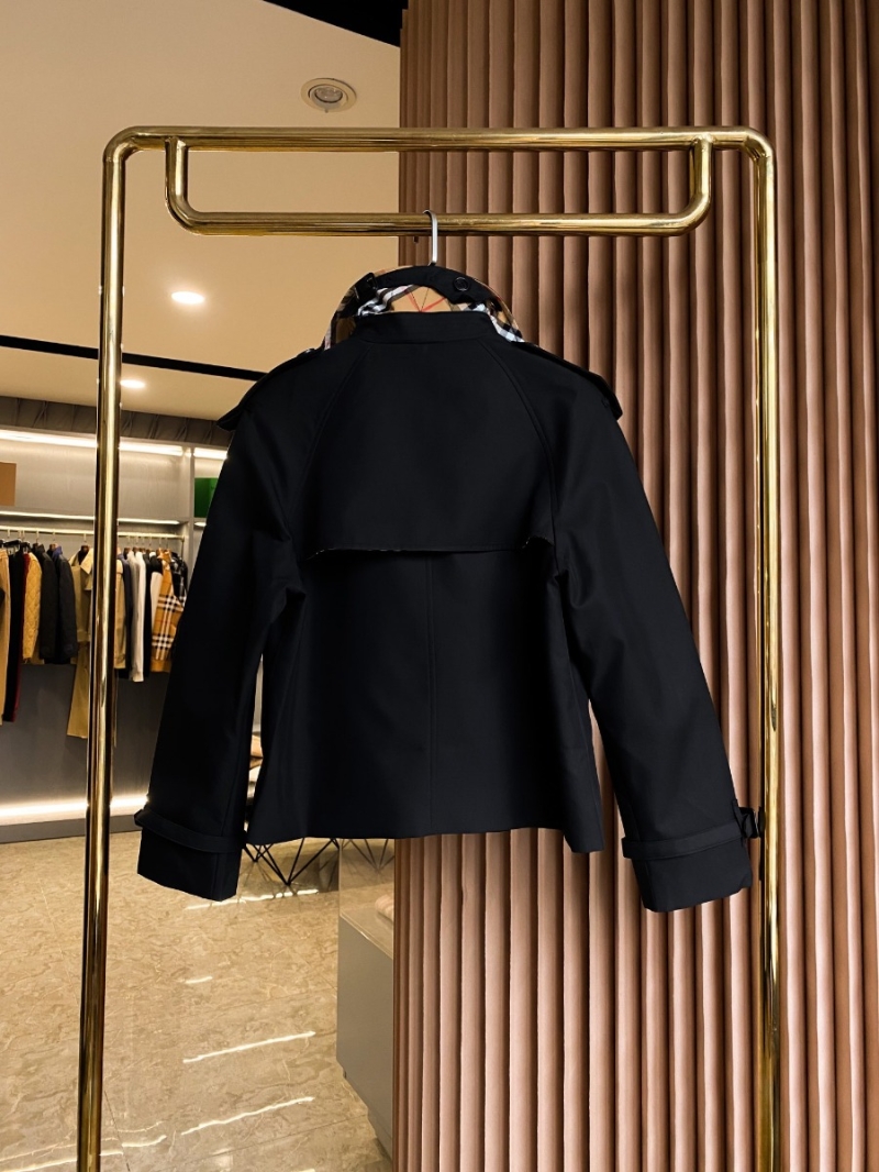 Burberry Stand-Collar Cotton Gabardine Short Trench Coat Black