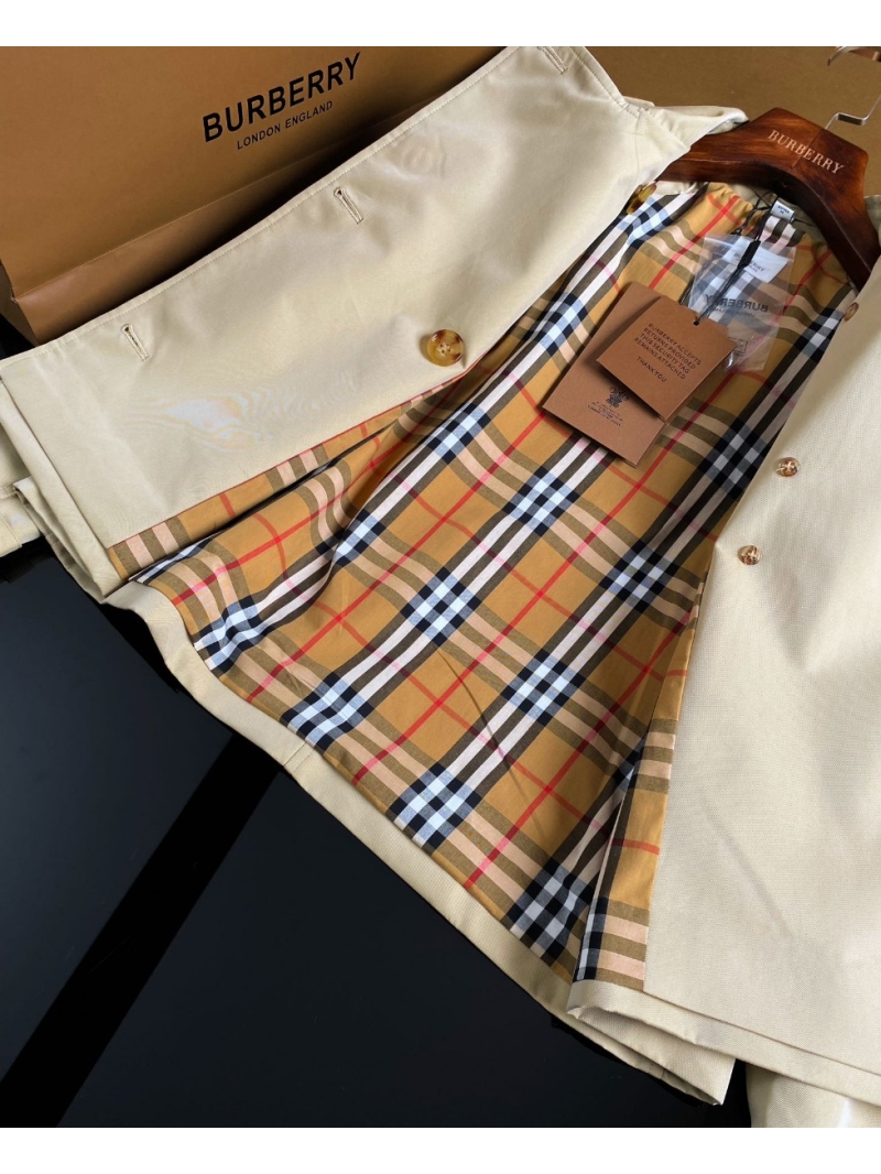 Burberry Stand-Collar Cotton Gabardine Short Trench Coat Brown