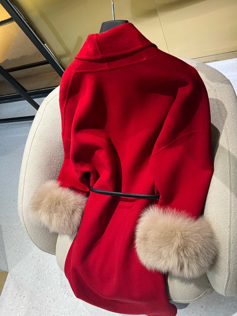Dior 100% High-Quality Australian Wool Double-Faced Cashmere Coat Red