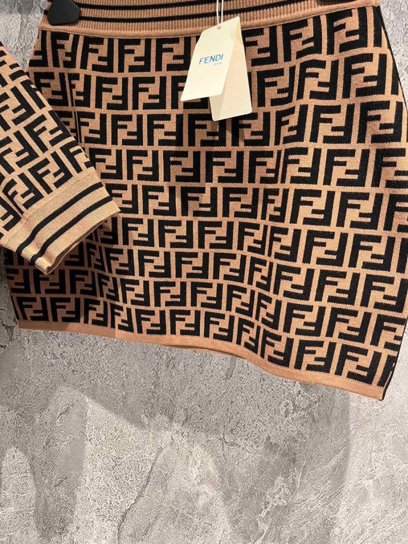 Fendi FF Pattern Short Sleeve Knit Skirt