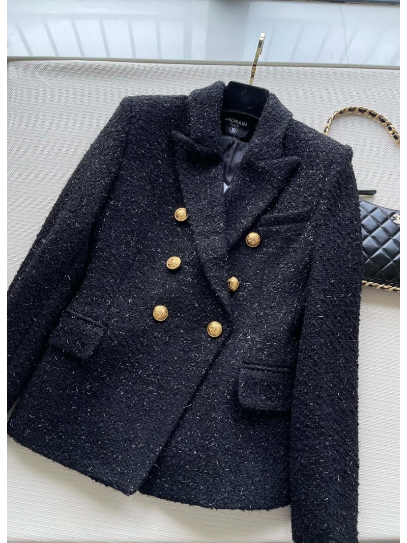BALMAIN Wool-Blend Coarse Tweed Suit Jacket