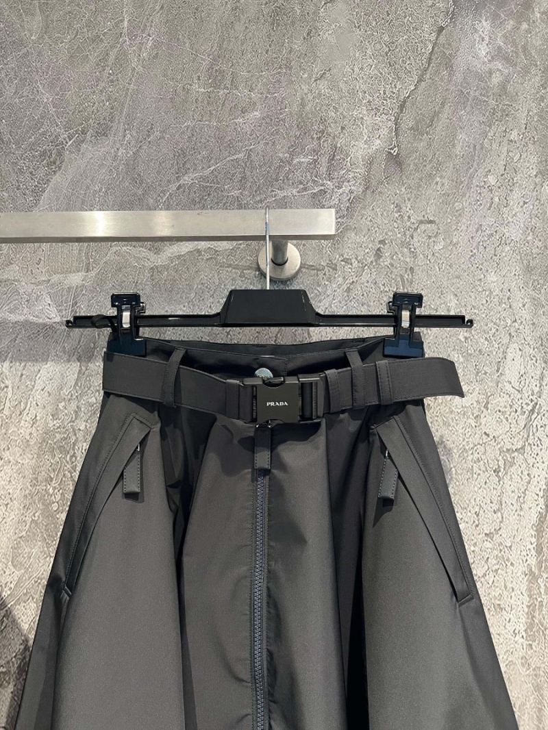 Prada Premium Belted A-Line Skirt