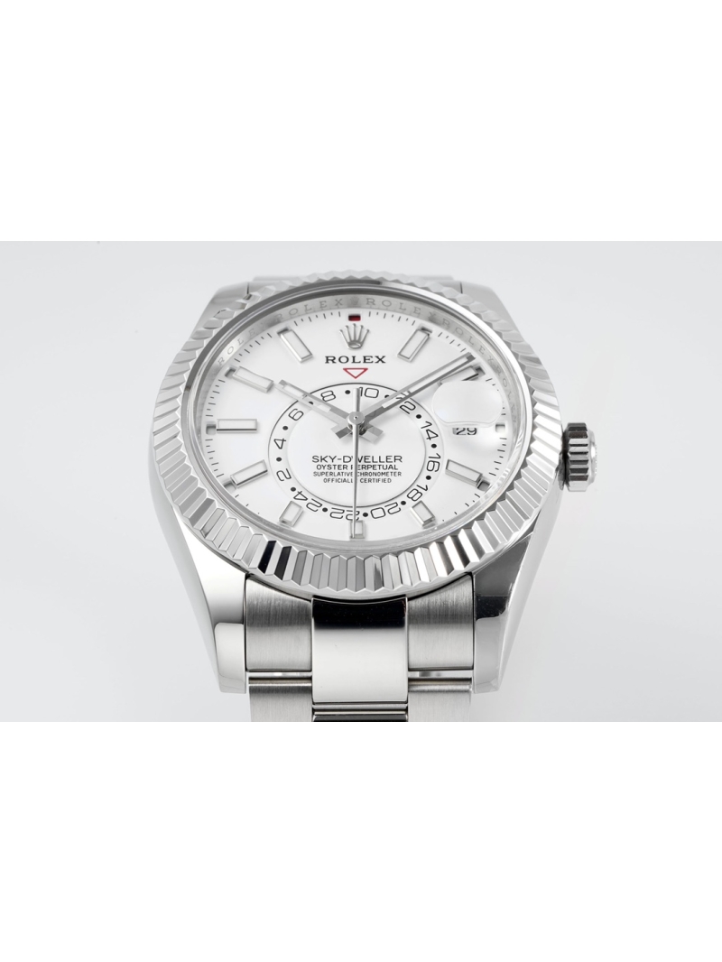 Rolex Sky‑Dweller Oyster 42 mm, Oystersteel and White Gold Silvered