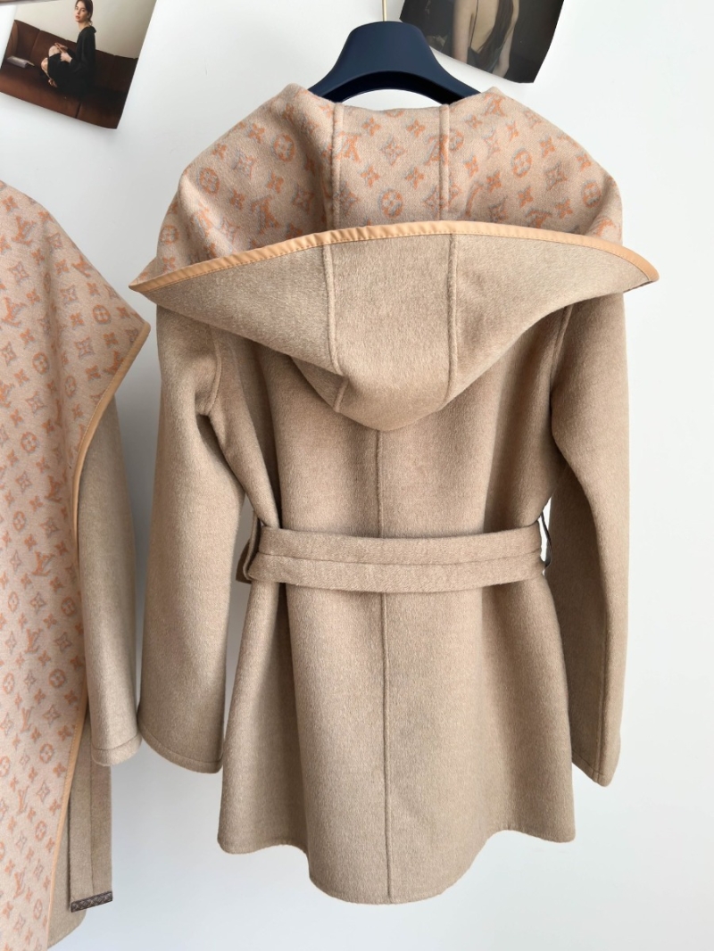 Louis Vuitton LV Classic Monogram Wool Hooded Coat (Short, Reversible) Beige