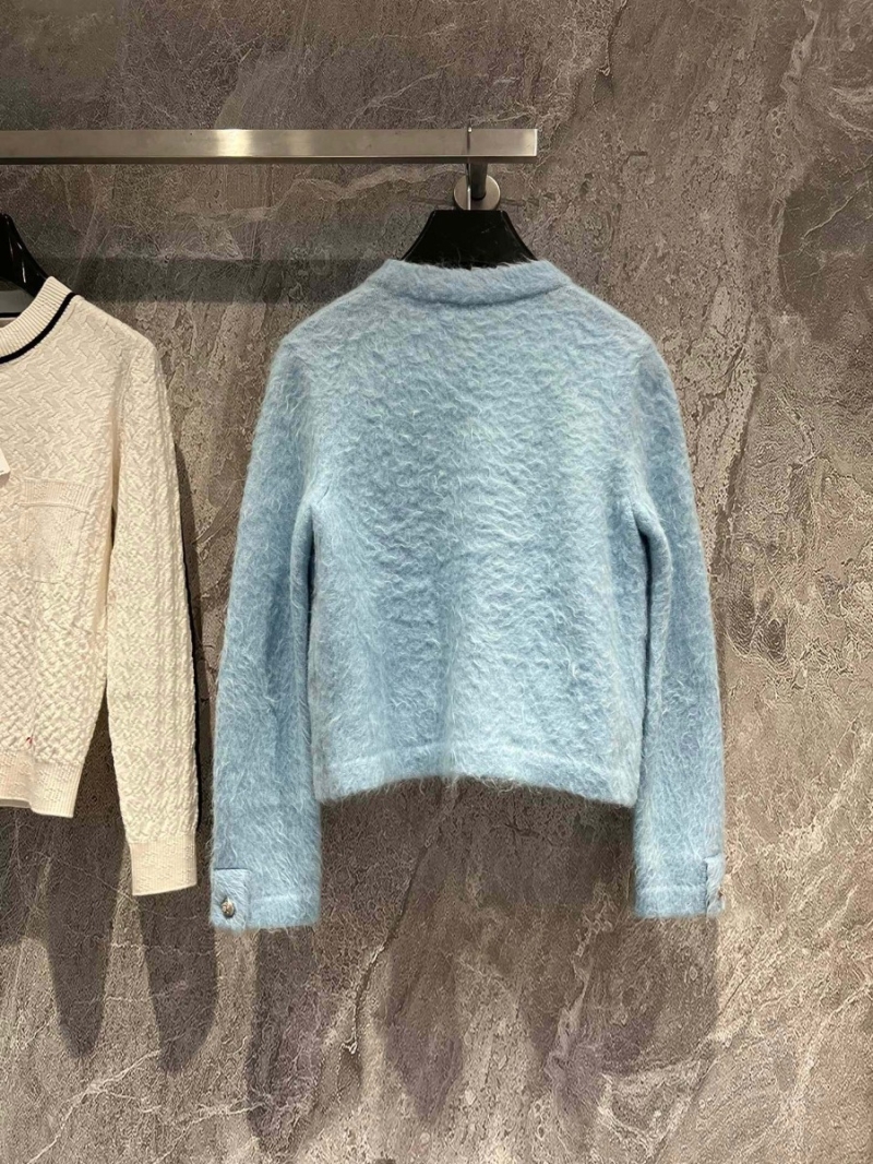 Chanel Baby Blue Cashmere & Alpaca Wool Snowflake Button Cardigan