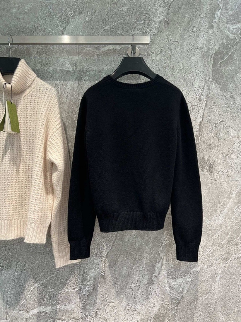 Chanel Ostrich Feather Logo Long-Sleeve Knit Sweater