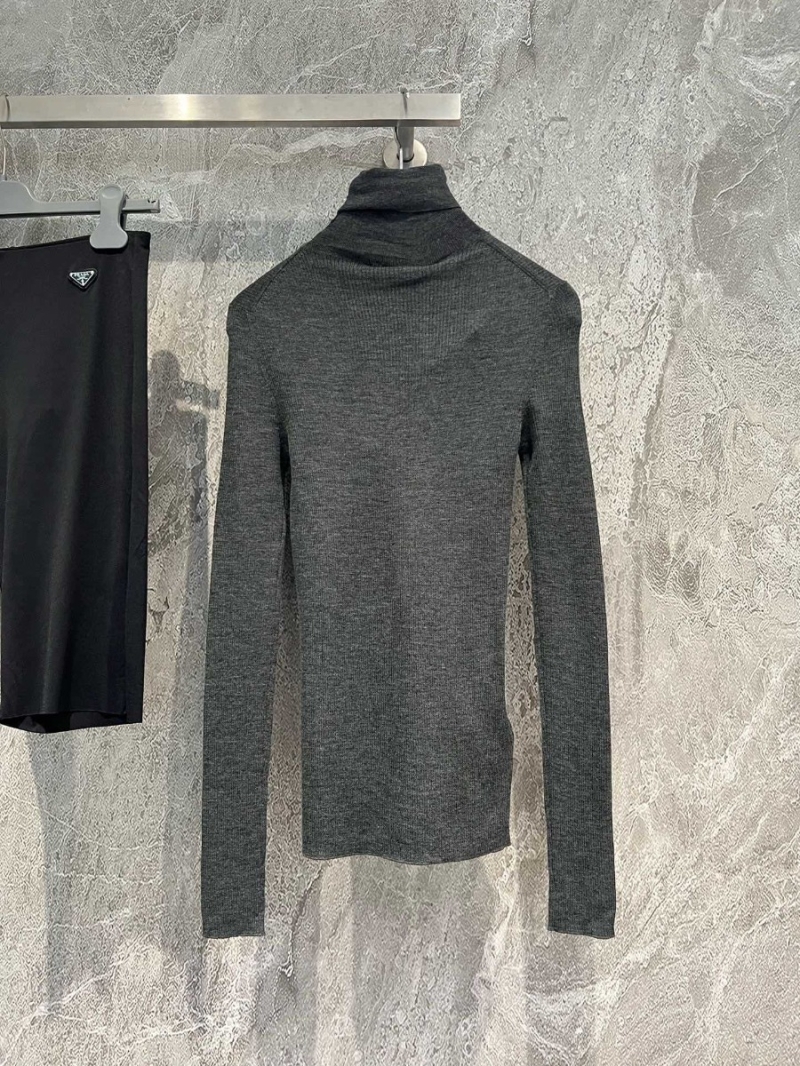 Prada Turtleneck Wool Sweater Grey