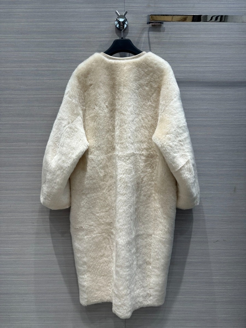 Maxmara Imported Spanish Purebred Merino Sheepskin Coat White