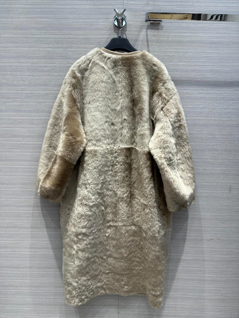 Maxmara Imported Spanish Purebred Merino Sheepskin Coat Light beige