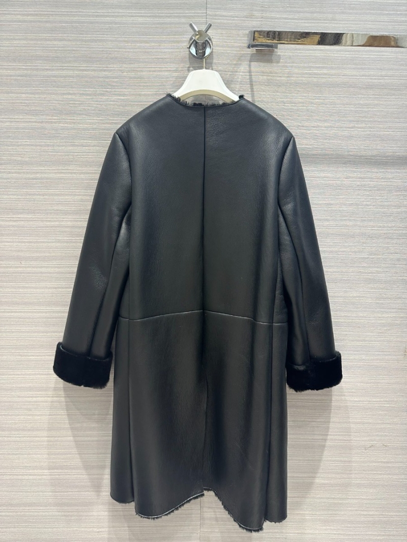 PRADA Fall/Winter '23 Montone Exclusive Series: A-grade Imported Long Leather and Fur Coat