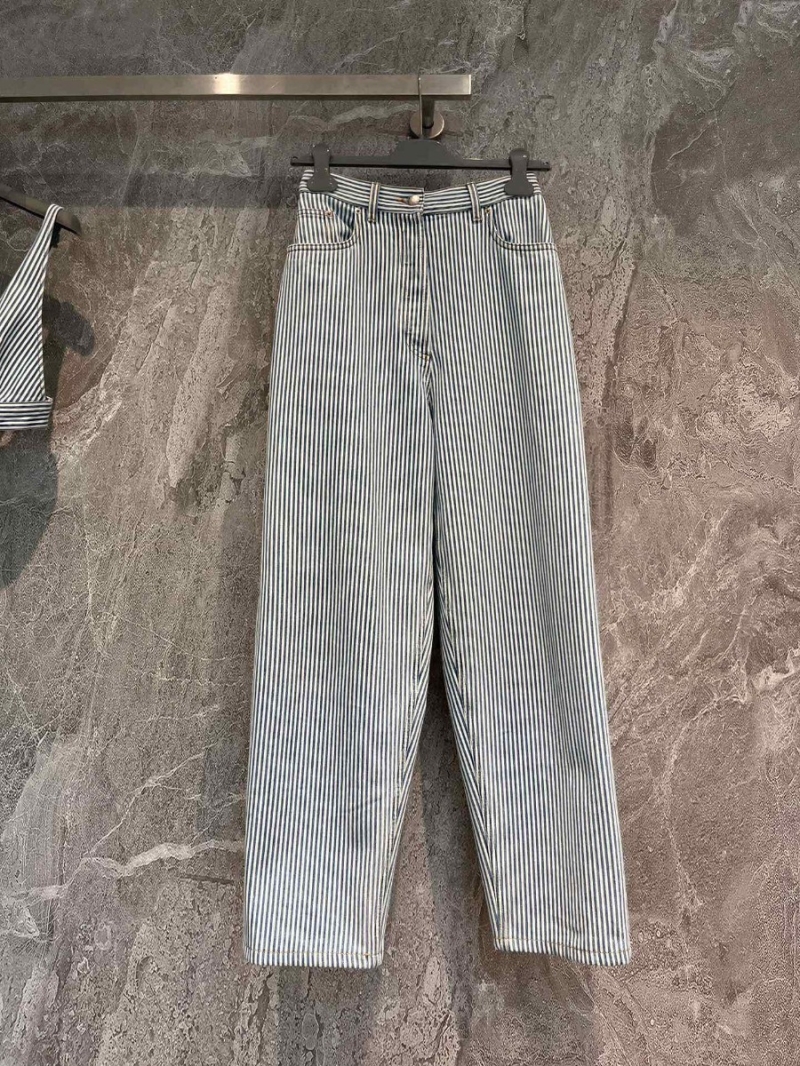  Prada High-Waisted Striped Casual Trousers