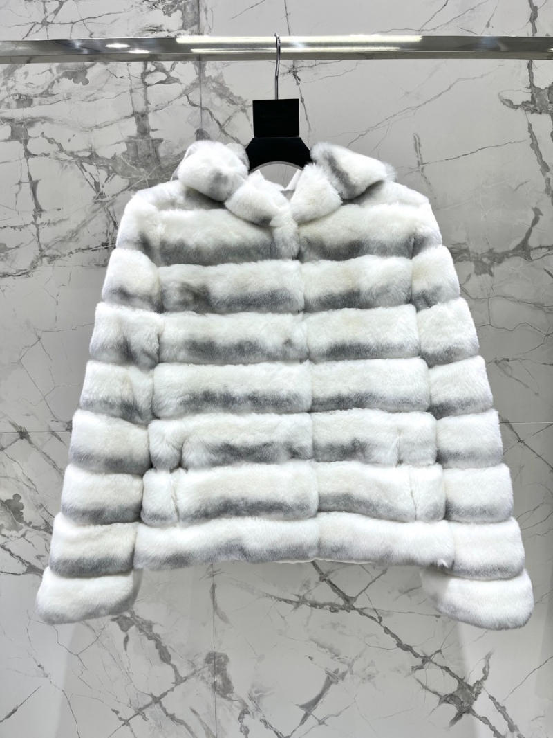SAINT LAURENT Luxurious Totoro-Inspired Rex Rabbit Fur Coat
