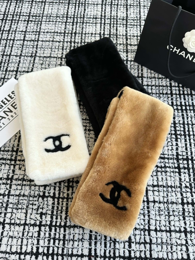 Chanel 24P Ski Series Shearling Scarf + Earmuff - 1 Set Limited Edition