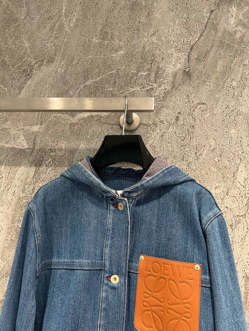 Loewe Leather-Trimmed Denim Jacket