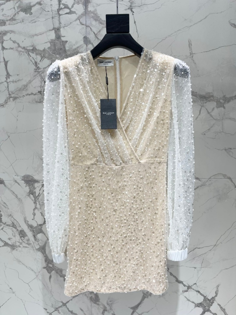 Saint Laurent YSL Sequined Pearl Dress
