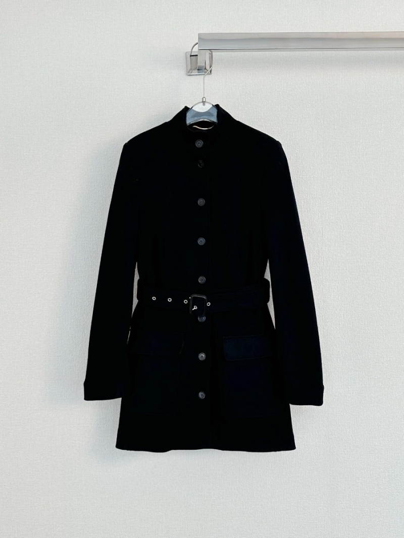 Saint Laurent YSL Wool High Collar Single-Breasted Coat