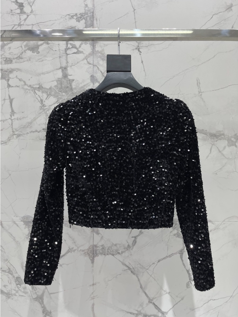 SAINT LAURENT 2023 Vintage Collection Custom Heavy Embroidered Sequin Top black