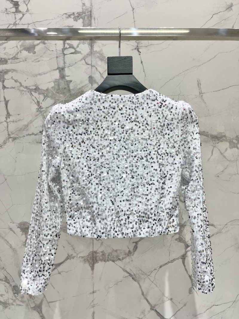 SAINT LAURENT 2023 Vintage Collection Custom Heavy Embroidered Sequin Top white