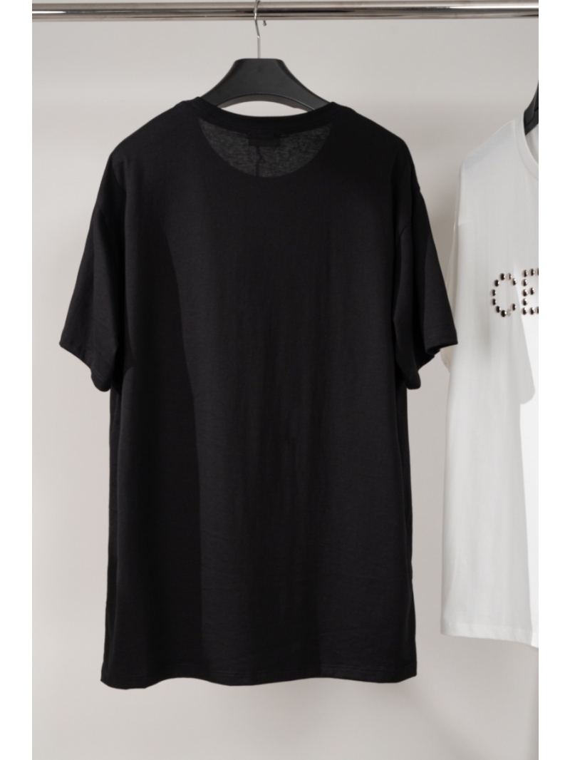 CELINE Neutral Cotton Plain Knit Loose Fitting T-Shirt black