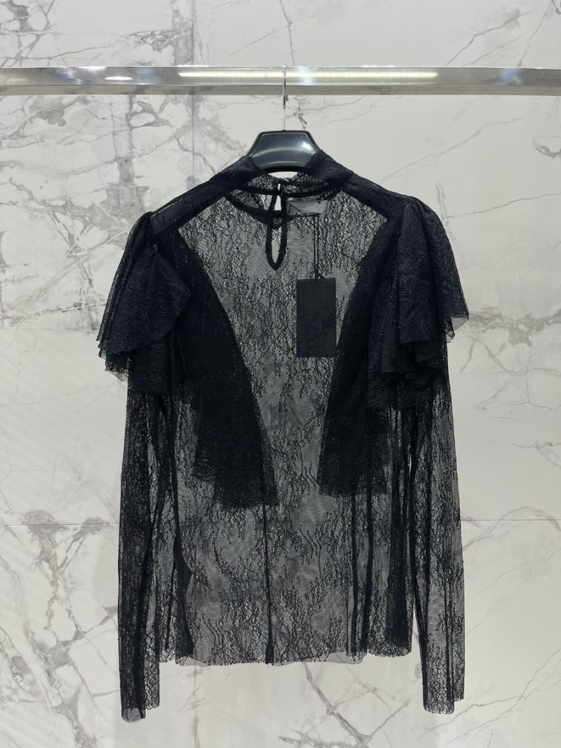 Saint Laurent Sagrada New Floral Ruffle Lace Base Layer black