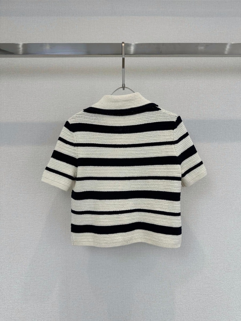 Miu Miu Striped Collared Polo Shirt