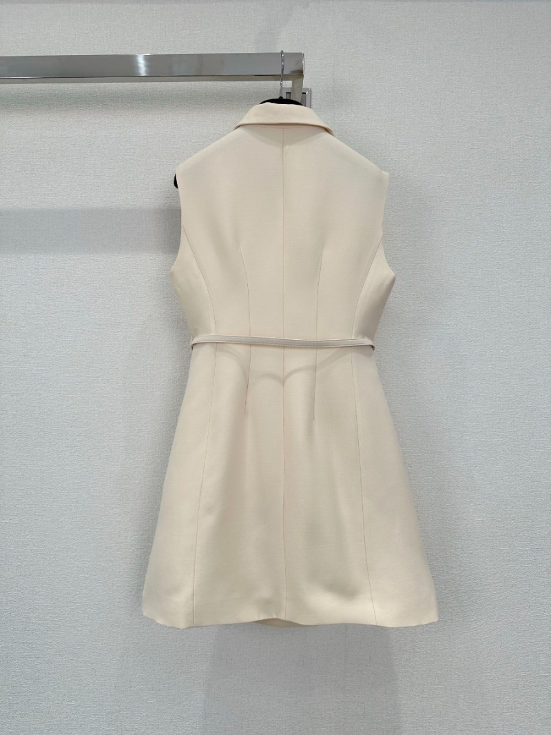 Dior Luxe Merino Wool and Mulberry Silk Double-Breasted Vest Dress in White