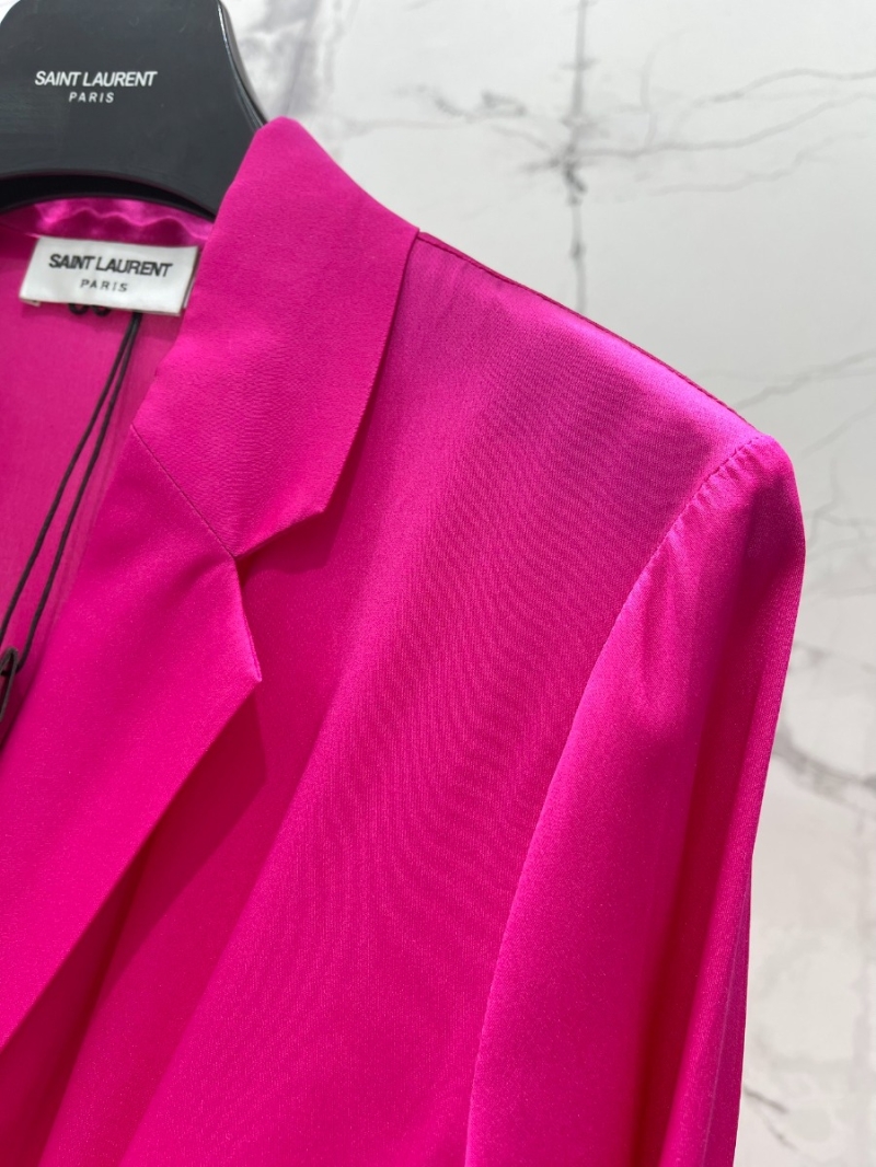 YSL Saint Laurent Luxe Silk Collection Elegance Wrap-Style Blouse pink