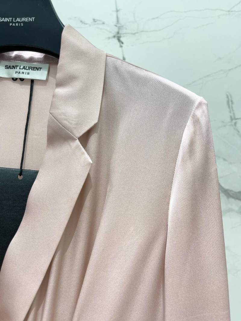 YSL Saint Laurent Luxe Silk Collection Elegance Wrap-Style Blouse soft pink