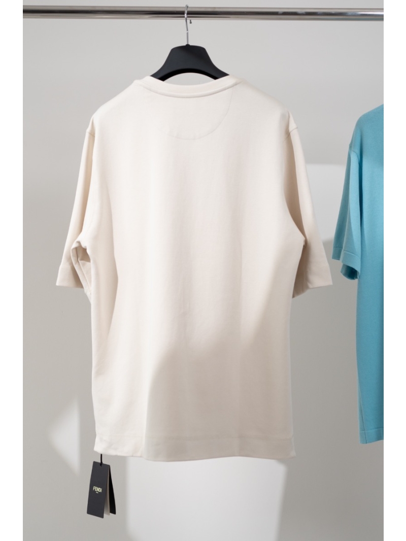 Fendi Collection Premium Cotton T-shirt in Off-White