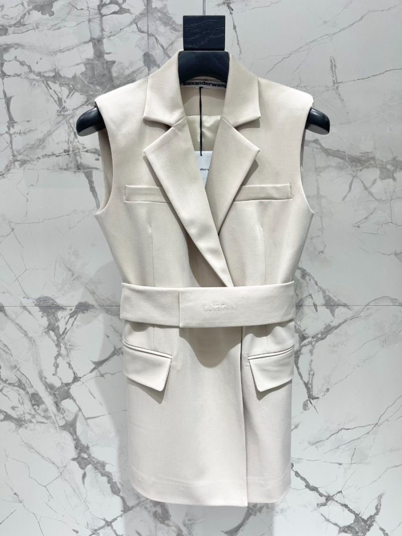 Alexander Wang Sleeveless Tailored Waistcoat Dress - Elegant and Sleek. Off-White