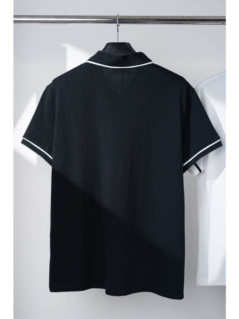 Celine Collection Embroidered Polo Cotton Shirt in Black