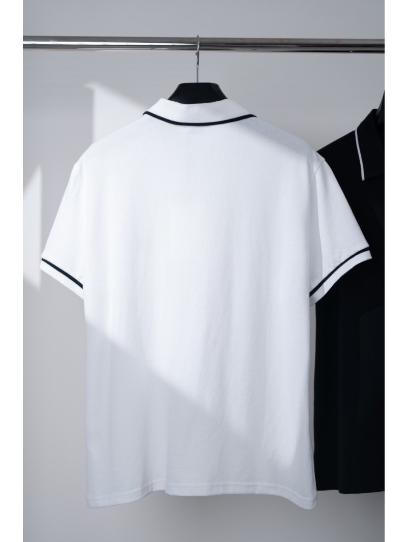 Celine Collection Embroidered Polo Cotton Shirt in White