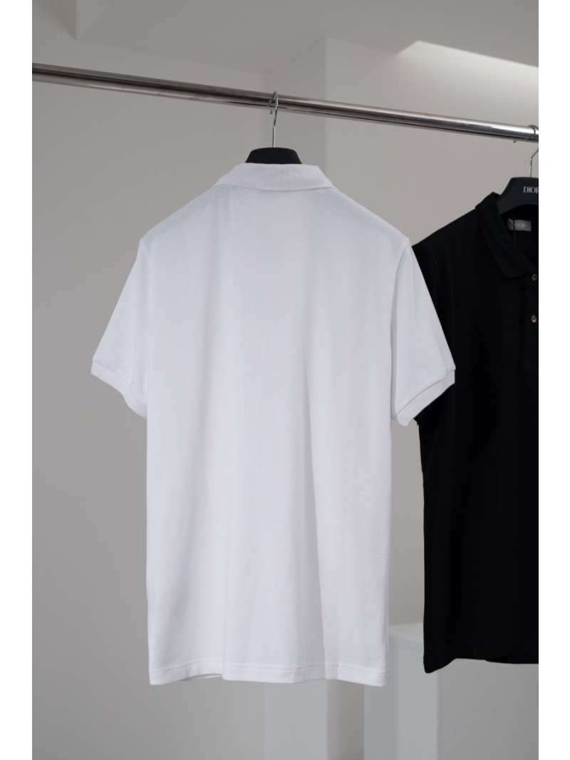 Dior Men SS24 Classic Polo Cotton Short-Sleeve Shirt - White