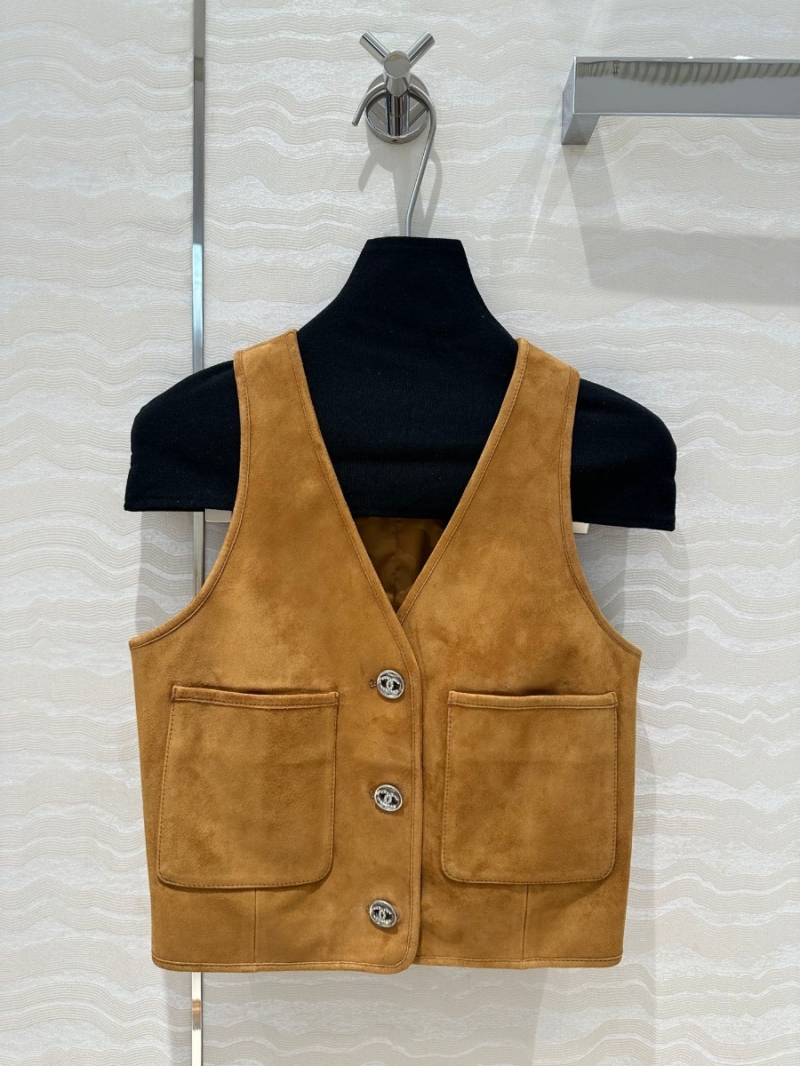 Chanel Vintage-Inspired Suede Lambskin Vest - Light Brown