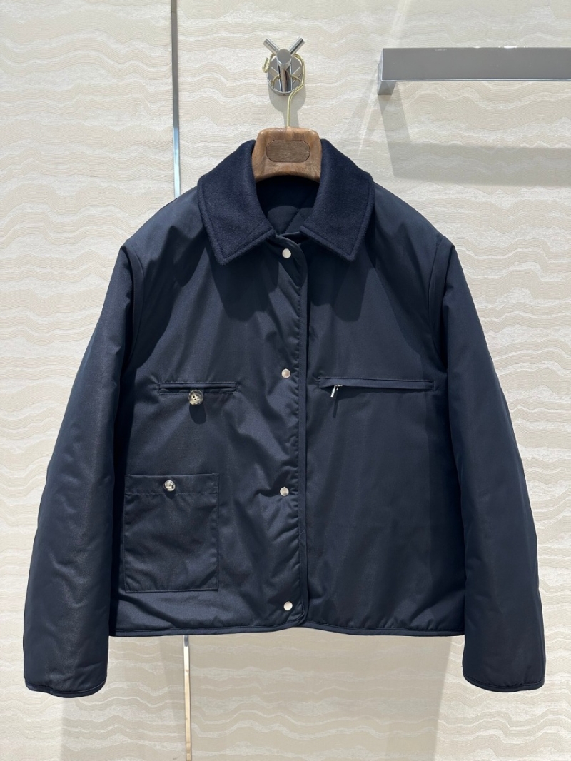 Loro Piana LP Quilted Wool Collar Reversible Jacket. Navy