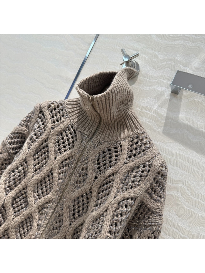 Brunello Cucinelli Sequin-embellished Open-knit Cashmere Cardigan