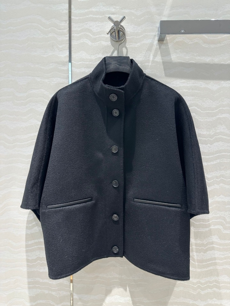 Max Mara Water Ripple Wool Cashmere Cape. Black