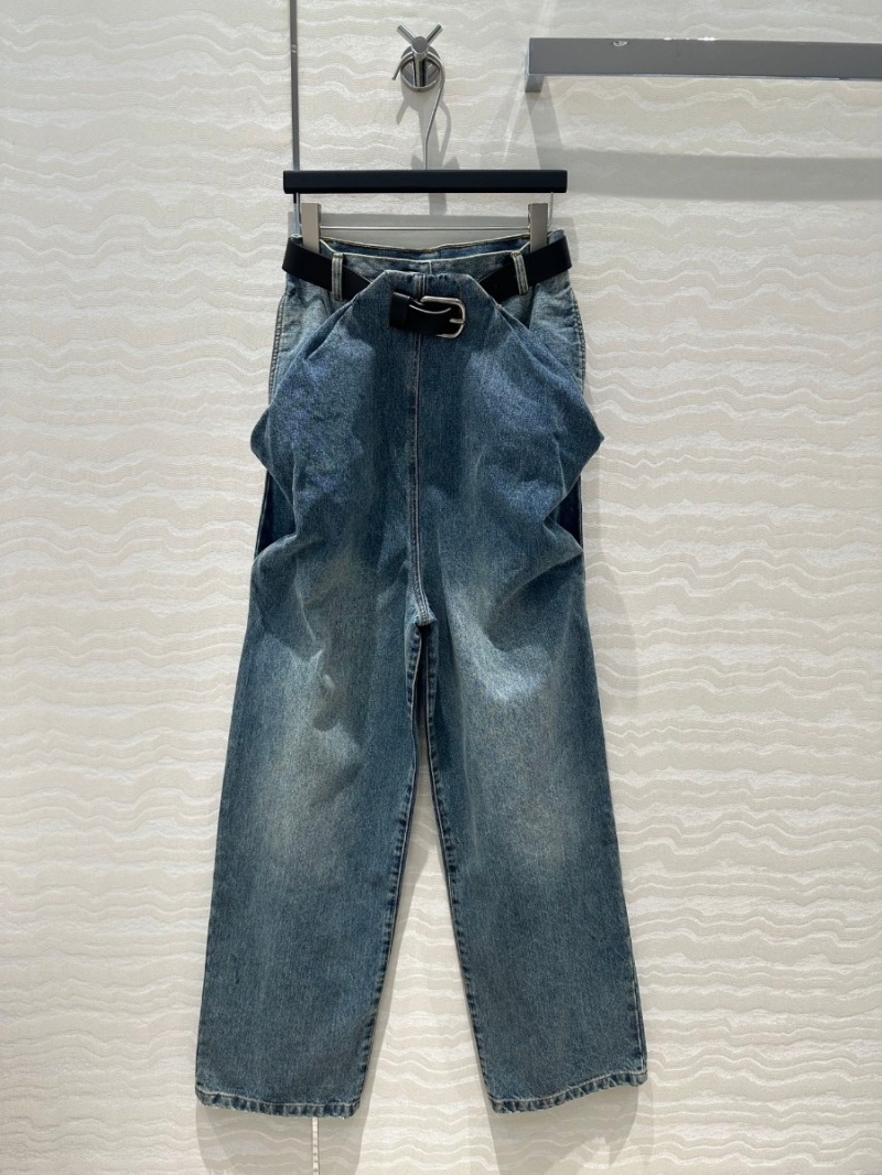 Loewe Collection Vintage High-Waisted Straight-Leg Jeans with Leather Belt