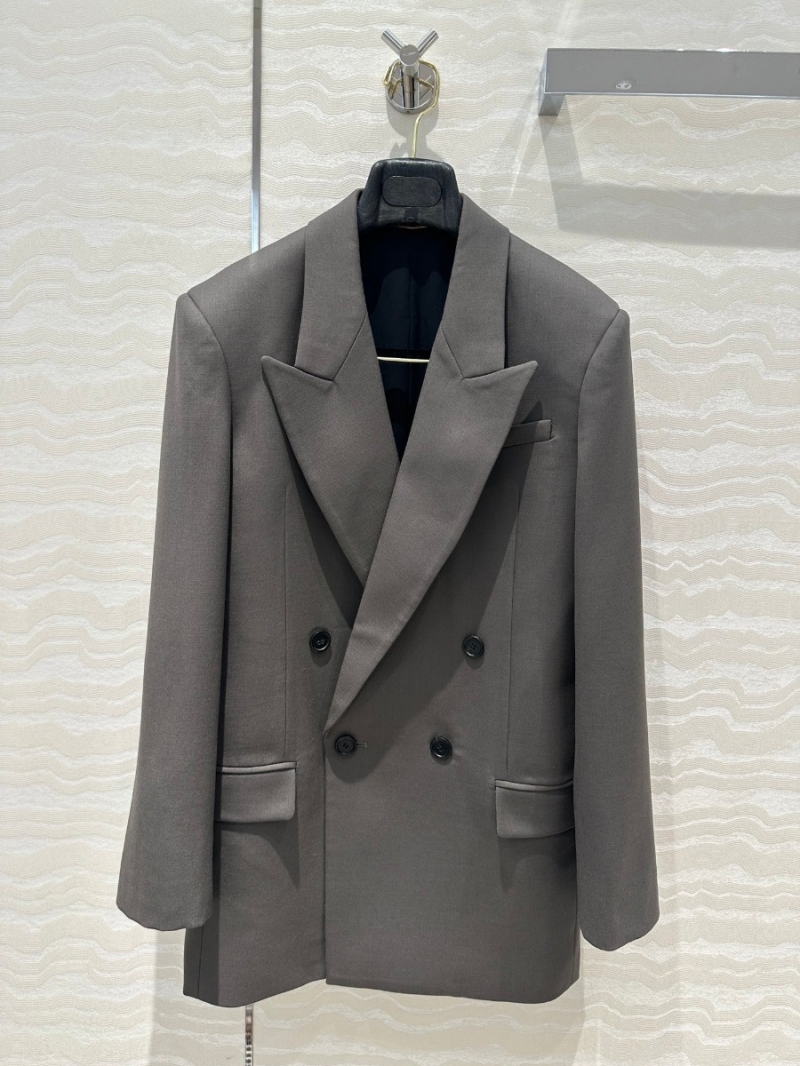 Saint Laurent YSL Collection Sleek Wool Gabardine Blazer in Ash Gray