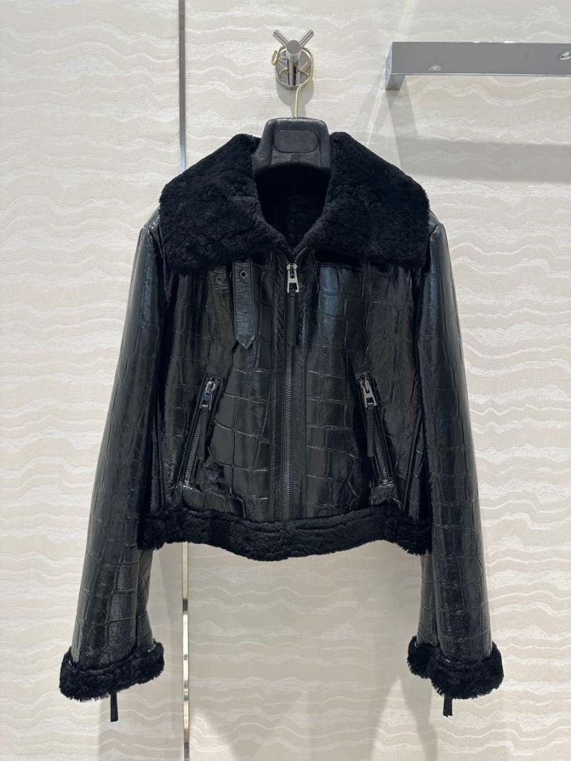 Dior Limited Edition Luxurious Shearling Leather Biker Jacket in Black