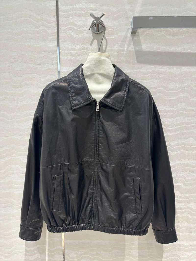 Bottega Veneta Limited Edition Minimalist Calfskin Leather Jacket in Black