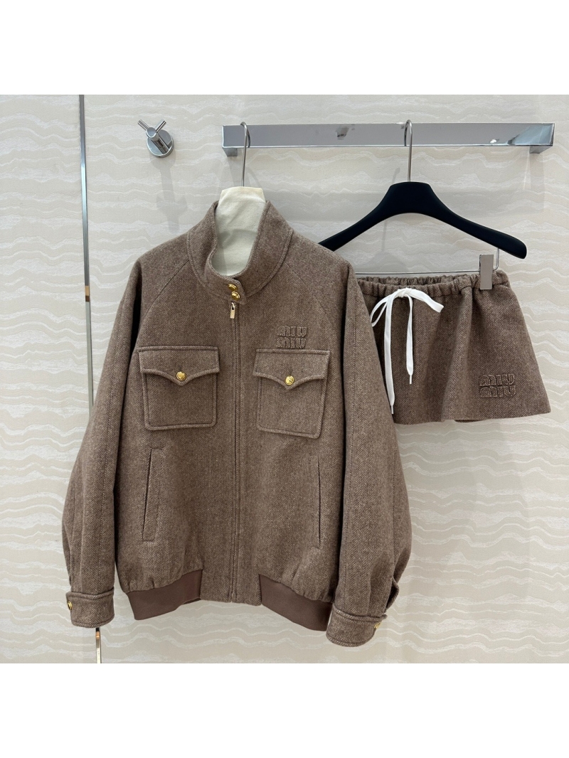 Miu Miu Unisex Retro Herringbone Wool Jacket