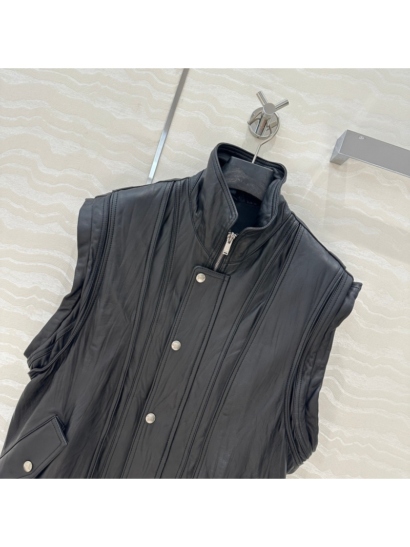 Saint Laurent YSL Genuine Leather Vest – Edgy and Trendy Crinkle-Effect Jacket