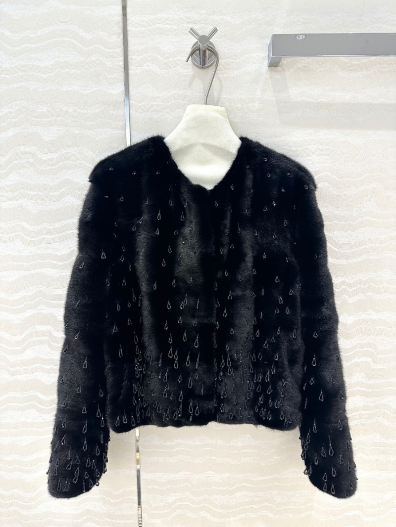 Dior Limited Edition Copenhagen Auction Black Beaded Mink Fur Coat